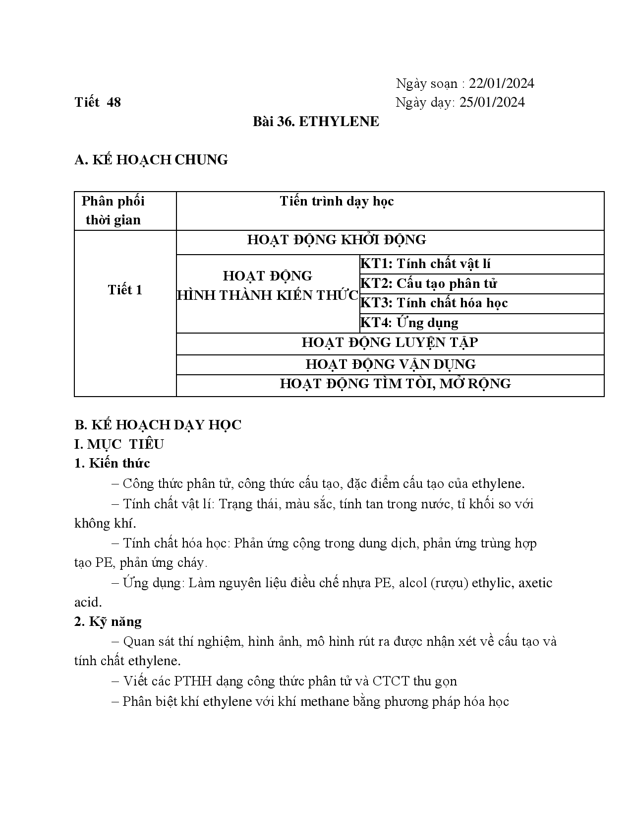 KHỐI 9 – HÓA HỌC - Ethylene