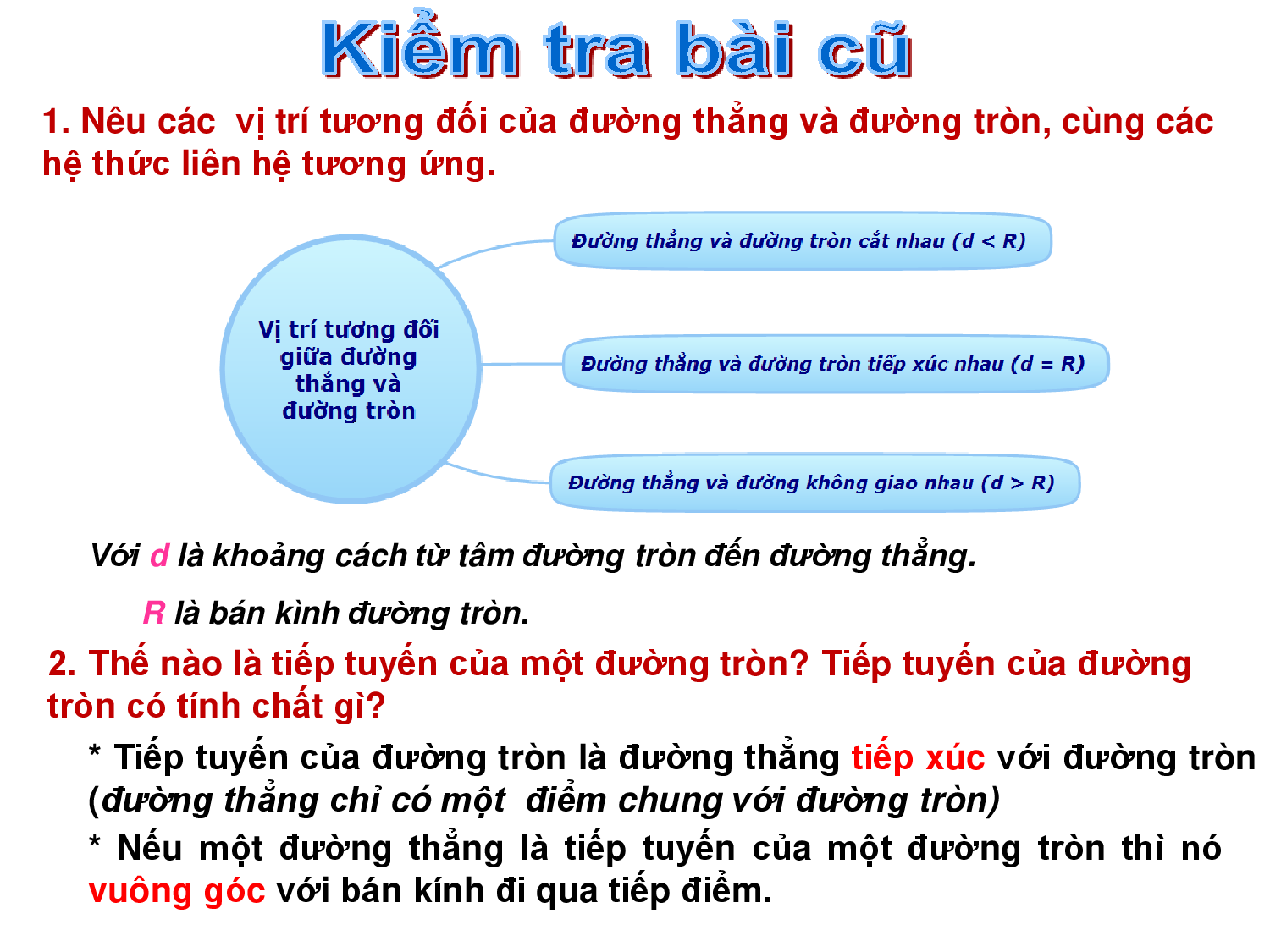 K9 - TOÁN - Chuong II 5 Dau hieu nhan biet tiep tuyen cua duong tron